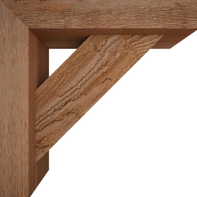 Traditional Block Bracket with Offset Brace, 14 x 14, 4"W Western Red Cedar (Rough Sawn)