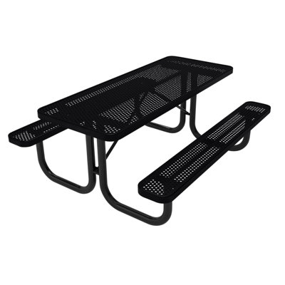 Table de pique-nique rectangulaire de 1,83 m (6 pi), perforée, noire