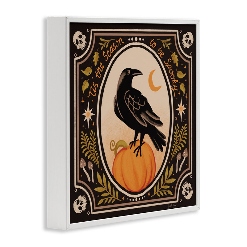 Giclée noire Spooky Season, giclée par Janelle Penner, H 17 po x l 17 po, Estampe numérique encadrée blanc bord de mer