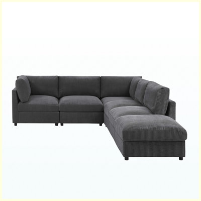 Corduroy Reversible Modular Sectional Sofa, Convertible Free-Combination Couch for Living Room, Apartment, Studio