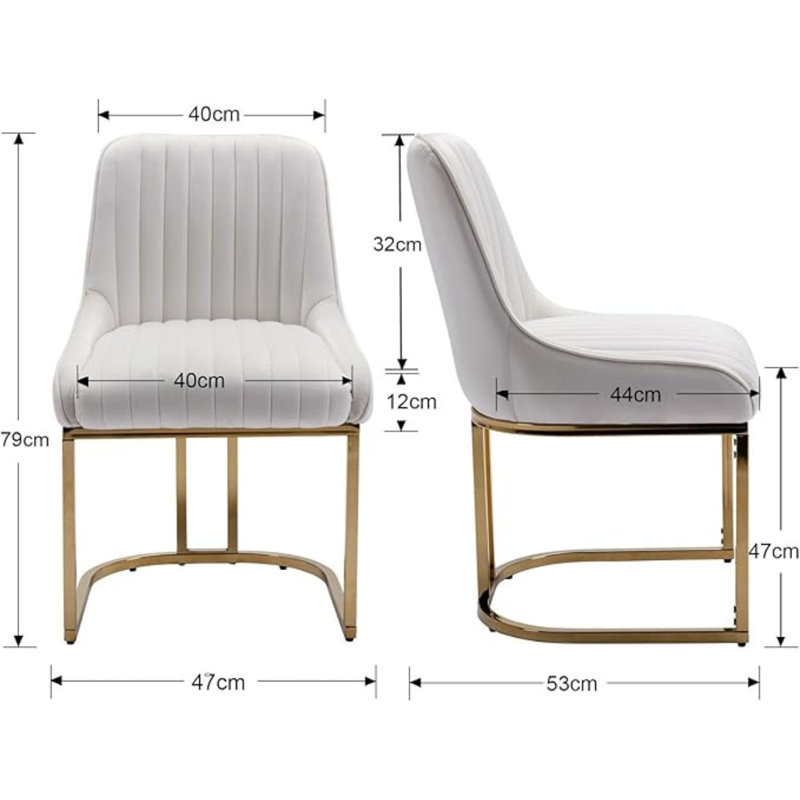 47cm H Velvet Upholstered Metal Accent, White