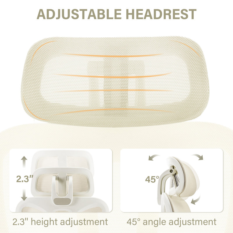 Milhollen Ergonomic Mesh Office Chair for Home and Office,Swivel Adjustable Desk Chair, Light Beige