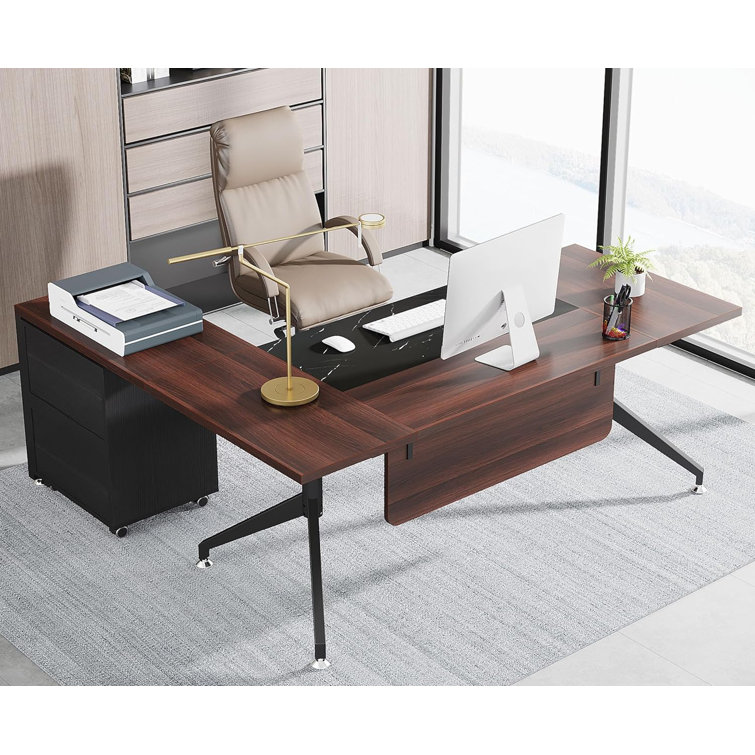 Cadynce 70.86'' Extra Long Executive Computer Desk with Curved Design Ebern Designs