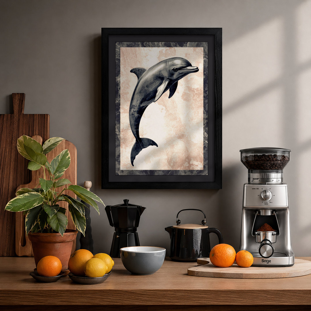 Leaping Dolphin Coastal - Framed Print