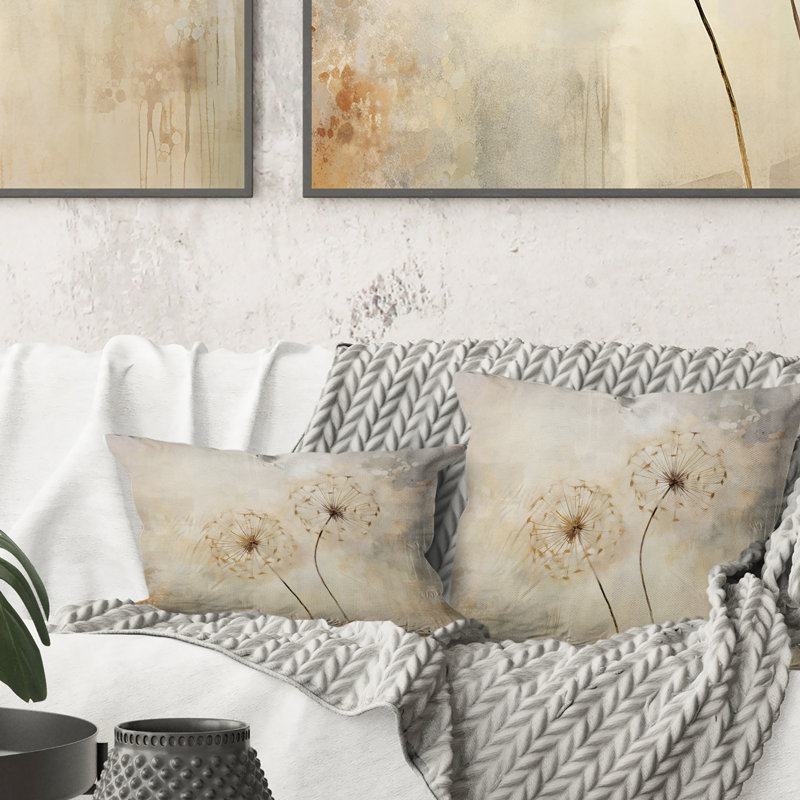 Dandelion Muted Tone - Dandelion Printed Throw Pillow