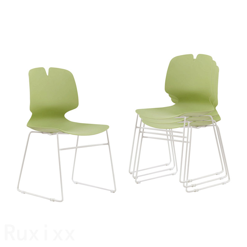 4-Piece Set Modern Stacking Office Chair, Green, Made Of Polypropylene, Supports 180 Kg, Green