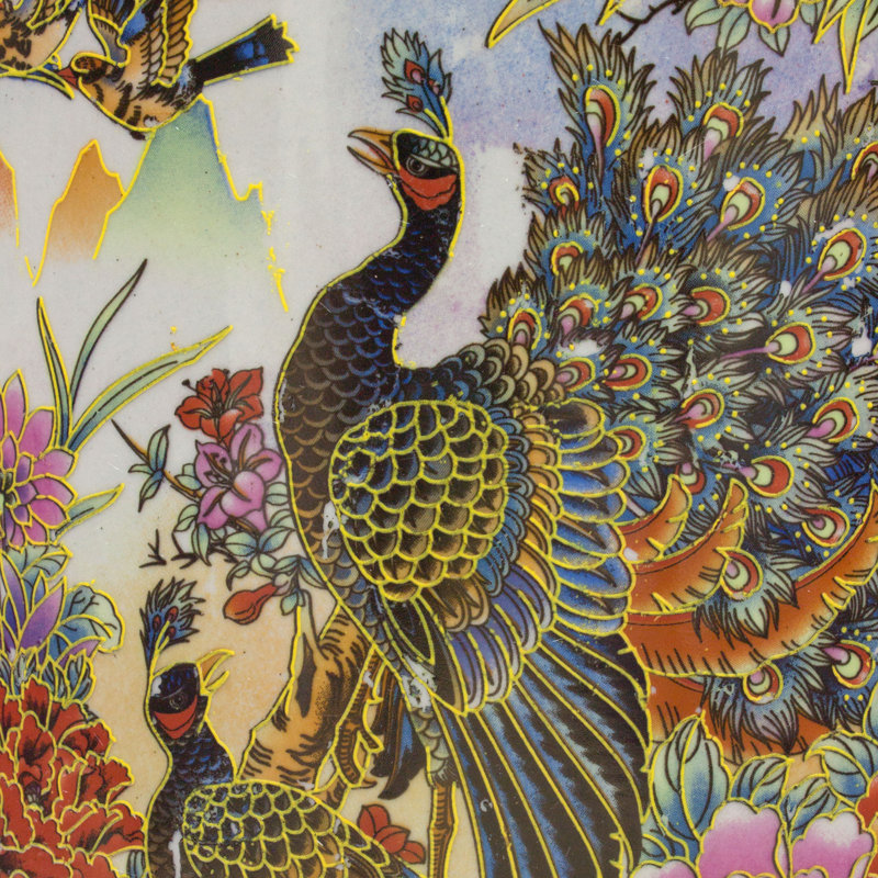 Umbrella Stand, Peacock and Floral Yellow
