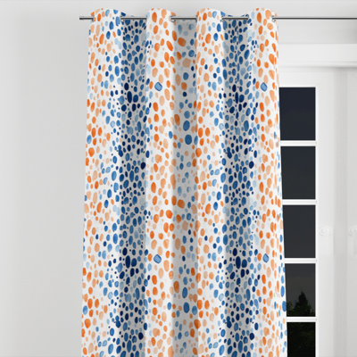 Rideaux obscurcissant Abstract Room - Rideau à œillets à pois orange moderne - 1 panneau
