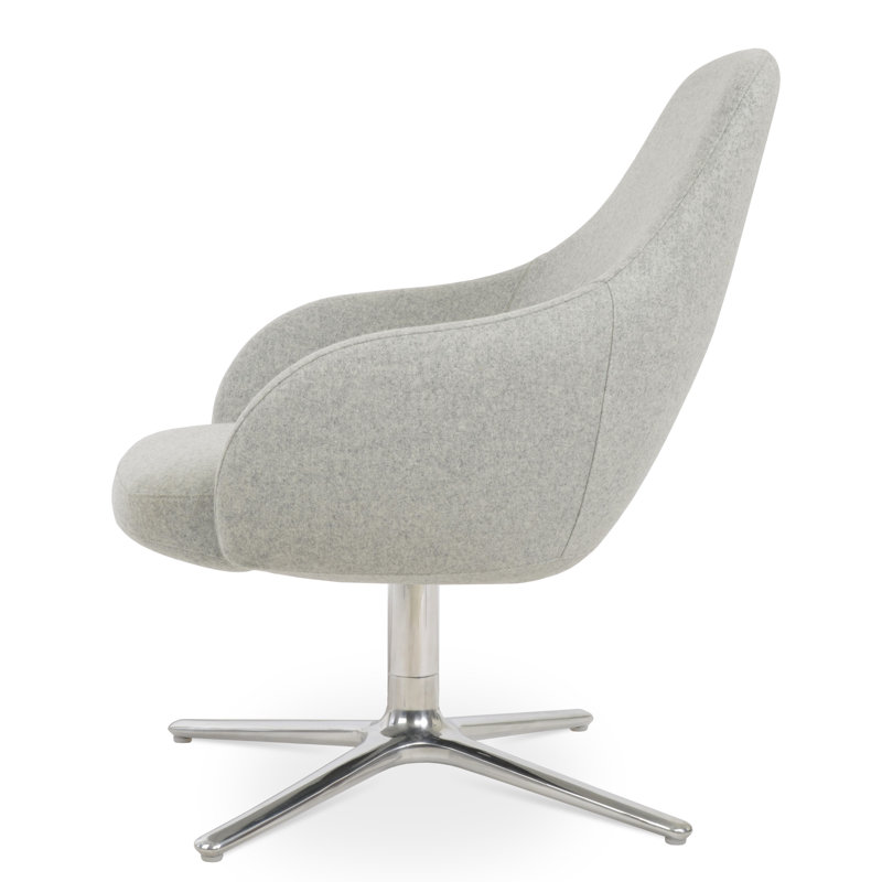 Fauteuil pivotant ovale en laine Gazel, Laine argentée