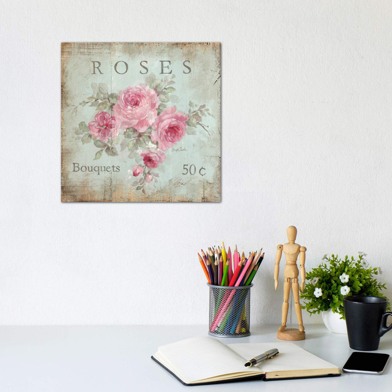 Rose Bouquets (50 Cents) by Debi Coules - Print on Canvas, 30.48 cm H x 30.48 cm W, No Frame