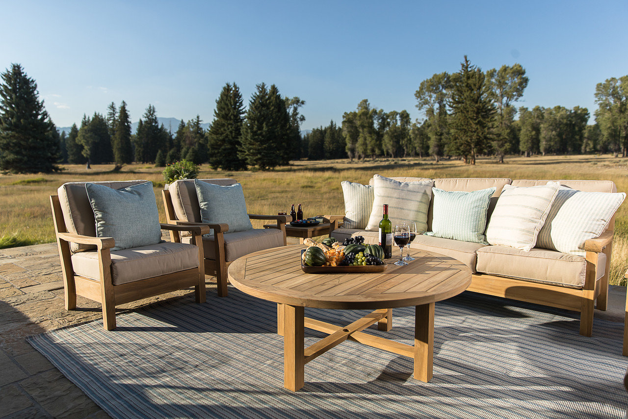 Rosecliff Heights Dover Teak Wicker Patio Conversation Set