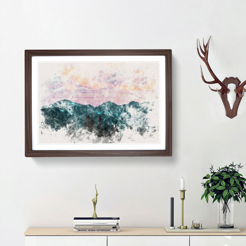 Mountain Divide - Framed Print, 62cm H x 87cm W x 2cm D, Walnut Framed