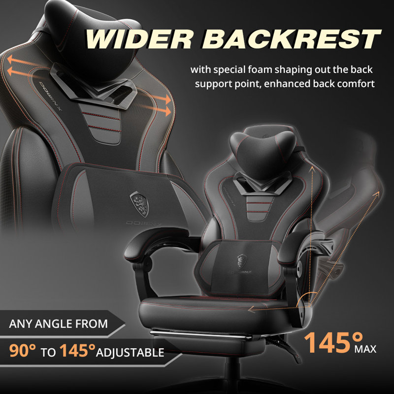 Big and Tall Gaming Chair with Footrest & Massage - Heavy Duty Ergonomic Computer Chair for Adults, Black, Black