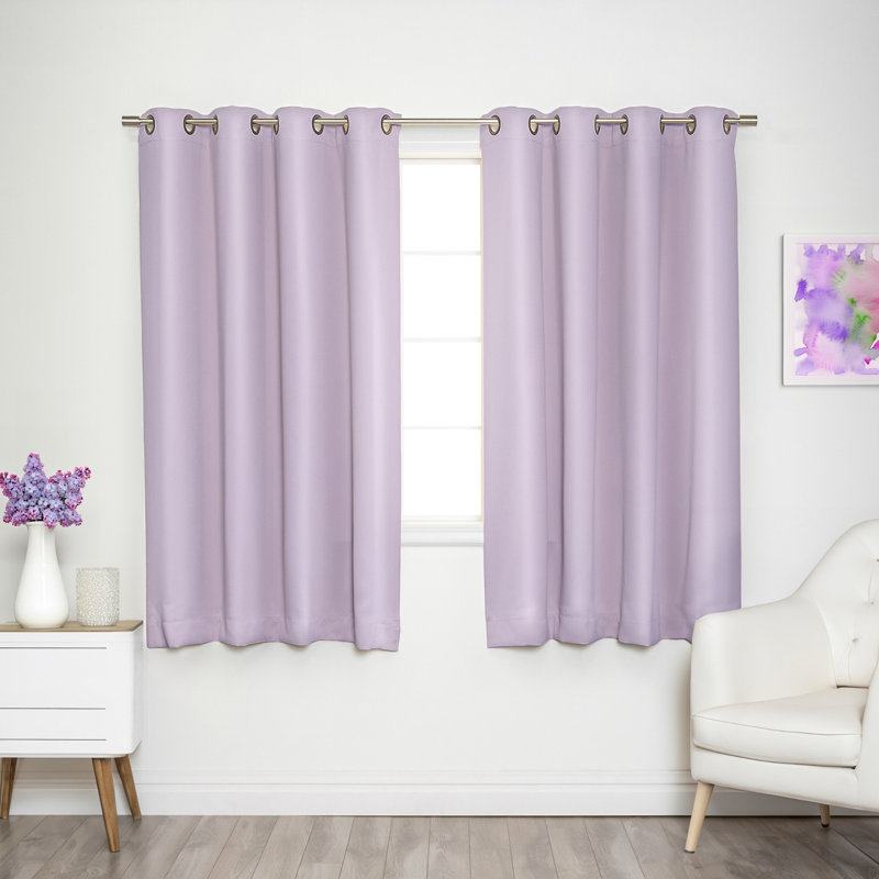 Adina Sevan Solid Thermal Grommet Curtain Panels, Lilac, 52" W x 63" L