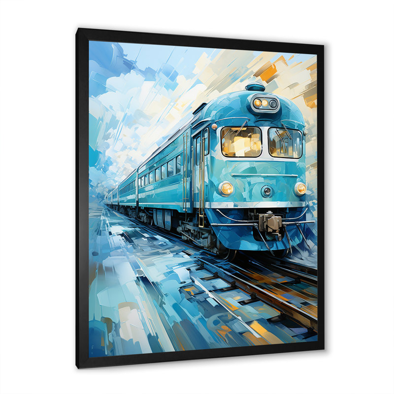 «Teal Train Geometric Momentum II», reproduction sur toile, H 20 po x l 12 po x P 1 po, Cadre photo noir