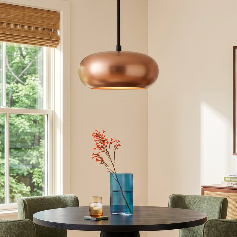 Mishra 1-Light Single Drum LED Pendant, Copper
