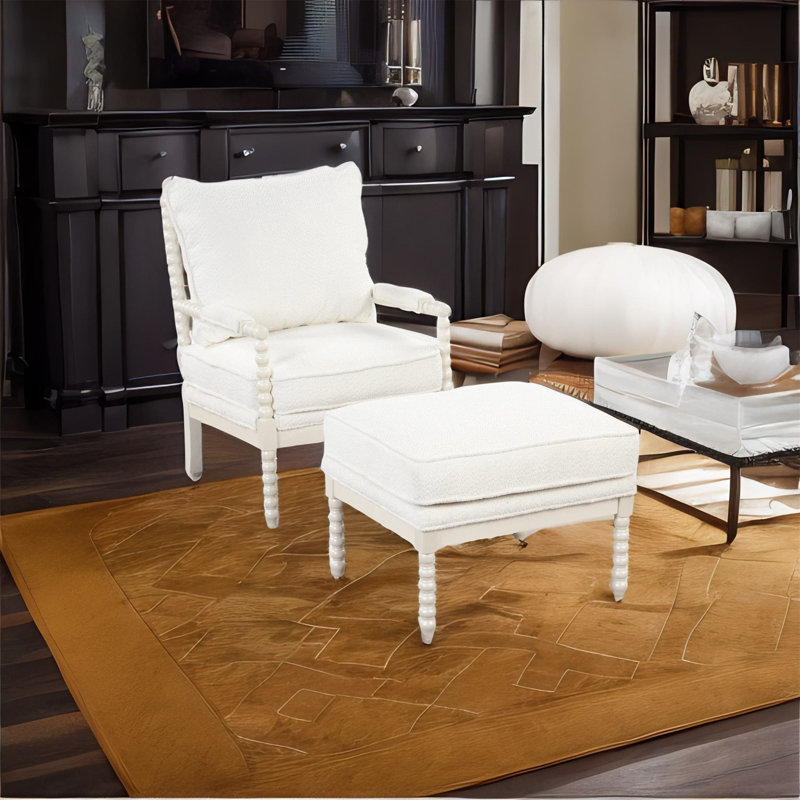Fauteuil rembourré, Velours blanc, Blanc