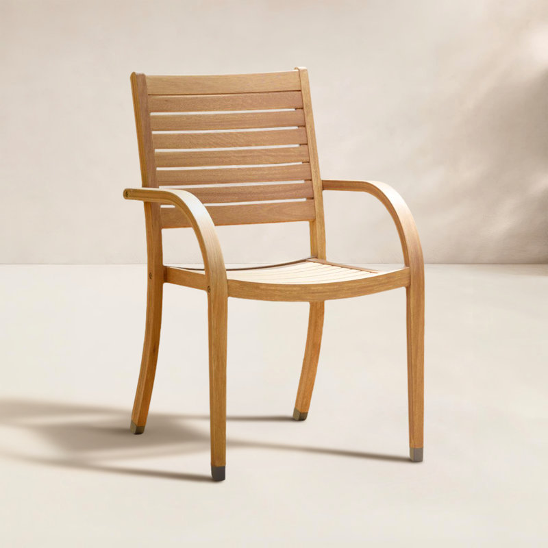 Alyisa Wood Patio Dining Chairs, Light Wood
