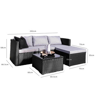 Luzi 4 Seater Rattan Garden Corner Sofa Set - Weave