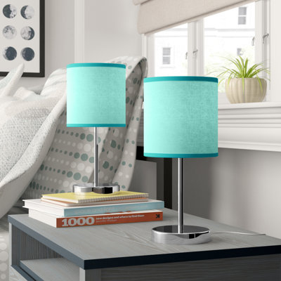 Amandev Simple Designs Mini Basic Table Lamp with Drum Fabric Shade