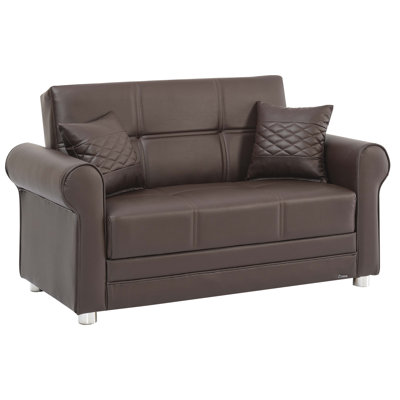 Bertrand 65 in. Vegan Leather 2-Seater 3-in-1 Sleeper Loveseat Sofa Bed with Storage by Red Barrel Studio