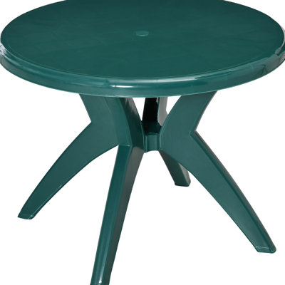 36.6" Round Plastic Patio Table With Umbrella Hole - Outdoor Bistro For Garden, Yard , Easy To Wipe, Feet