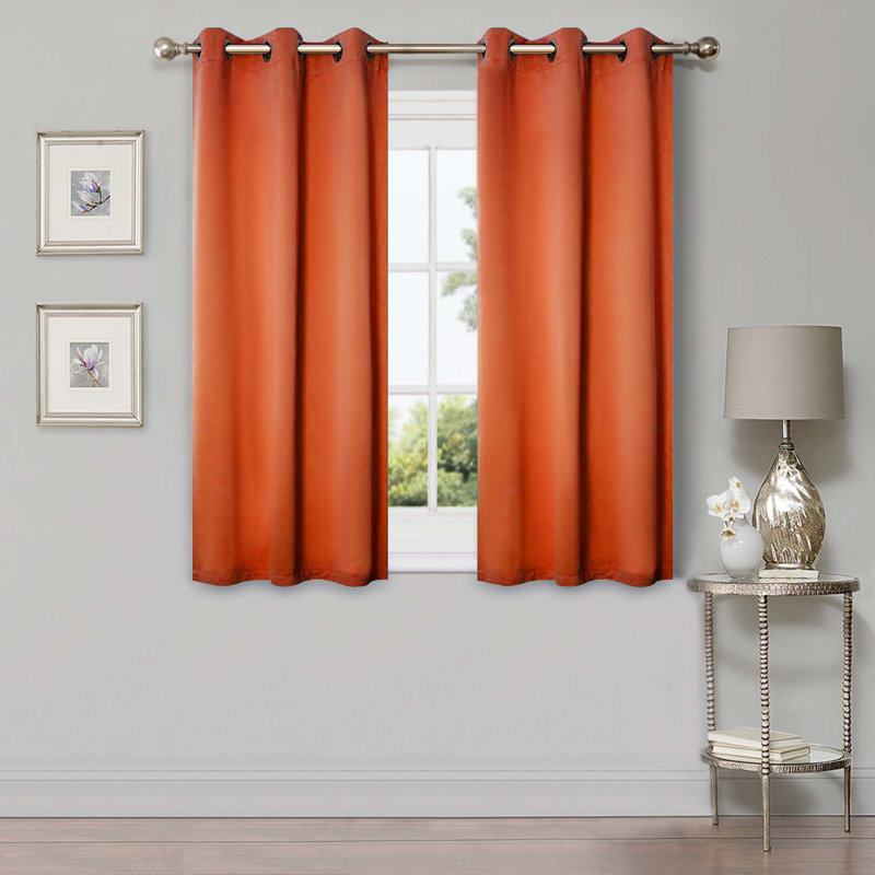 Millendon Curtain Panel Pair, Orange, 42" W x 63" L