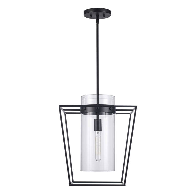 Mini-luminaire suspendu simple 1 lumière Nova, Noir, H 53,8 po x l 15 po x P 15 po