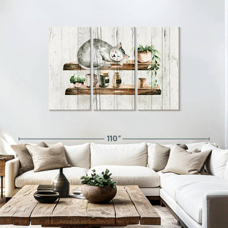 Brampt Sleepy Cat On Wood, 48" H x 74" W