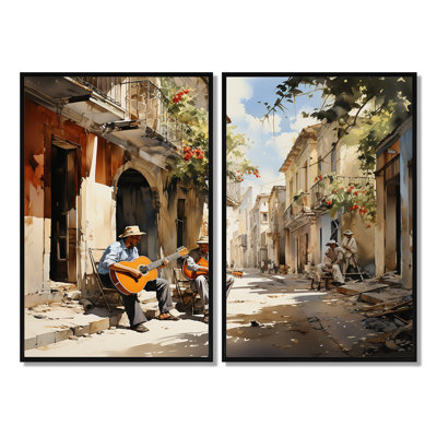«Cuba Rhythms Street II», ensemble d'art mural sur toile côtière