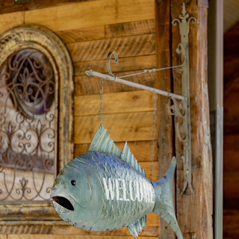 60" Long Large Hanging Fish 2-Piece Wall Décor with Welcome Sign