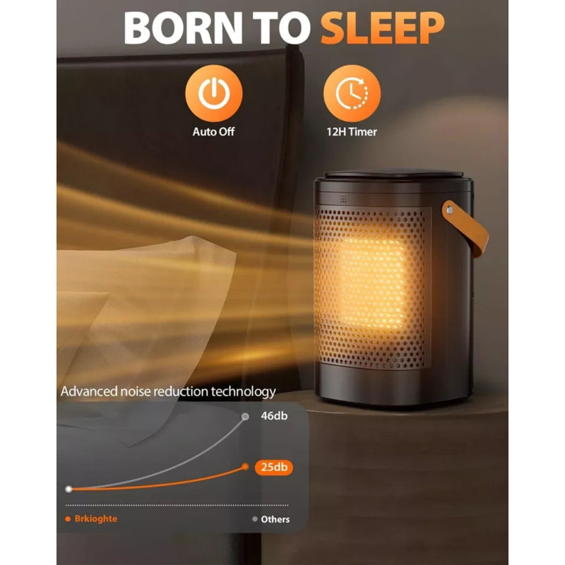 Portable Space Heater Indoor 1500w 2s Fast Heating 70° Oscillating Ceramic Heater