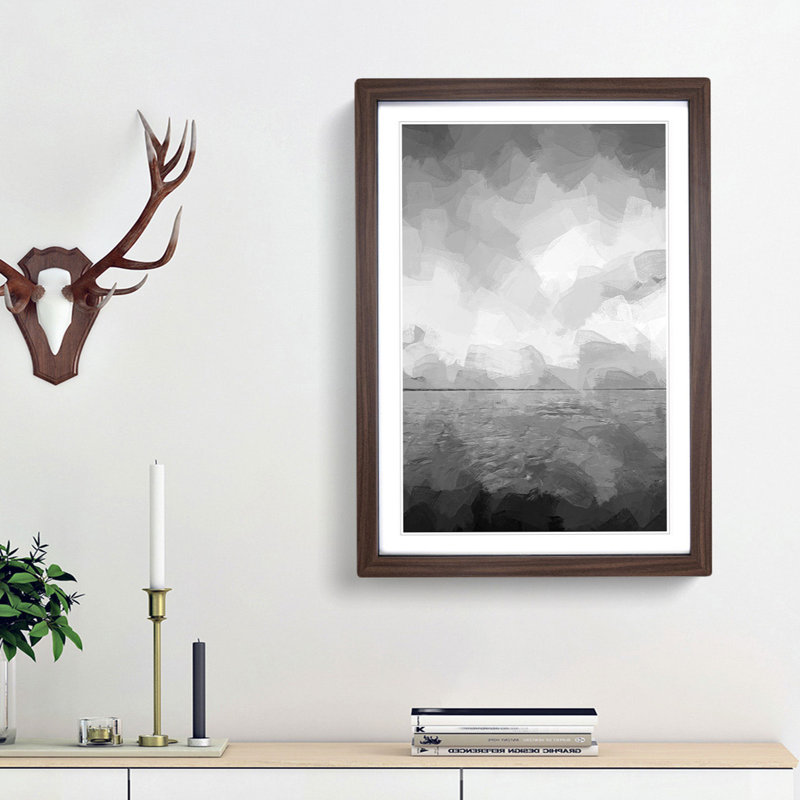 Beach Horizon in Abstract - Picture Frame Photograph Print, Walnut Framed, 48cm H x 36cm W x 2cm D