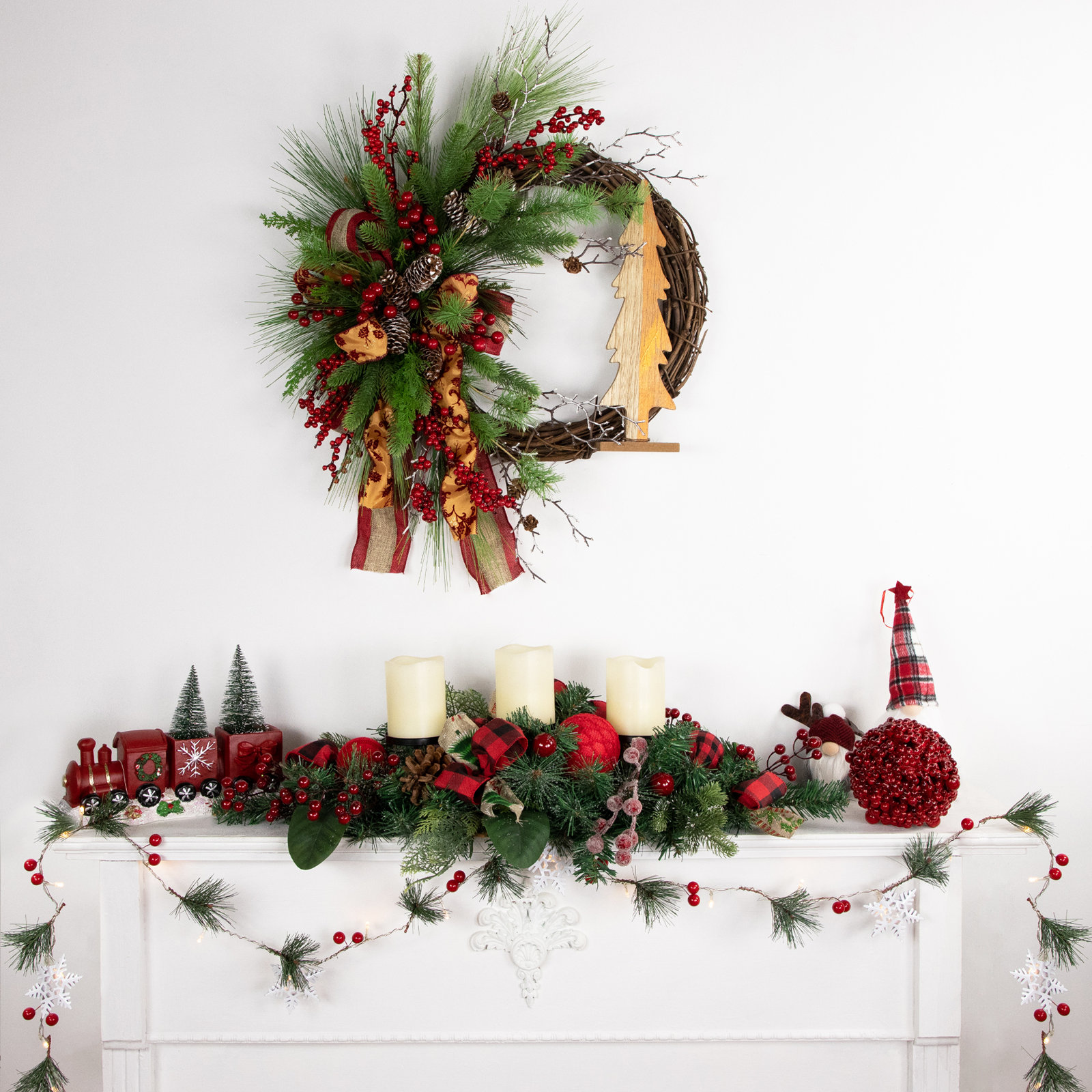 3'' in. Lighted Faux Berry Garland