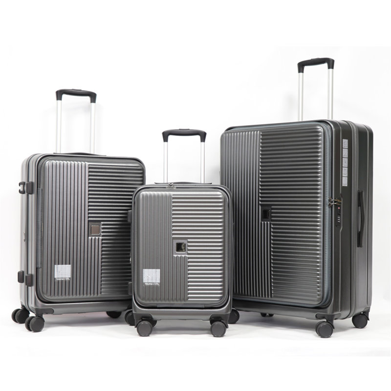 Luggage,With Front Opening,TSA Approved Lock,Hardshell Suitcase, Cement Gray