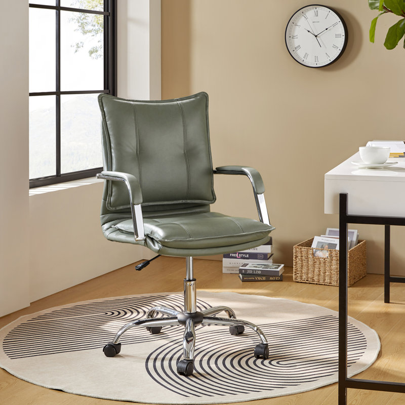  Chaise de bureau pivotante en similicuir de 22,2 po avec dossier capitonné Lundgren, Sauge
