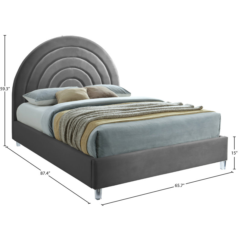 Barthel Upholstered Platform Bed, Queen, Grey Velvet