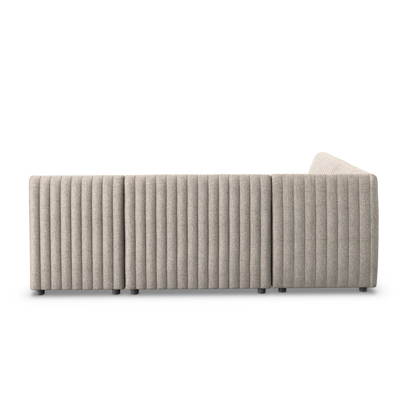 Augustine Modular Sectional, Beige Polyester,  31.5" H x 91.5" W x 66.5" D