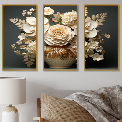Ensemble d'hortensias baroque blanc et doré VI - Hydrangea