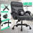 Ergonomic Office Chair with Footrest, High-Back Desk Chair with Lumbar Support and Flip-Up Arms, PU Leather Swivel Computer Task Chair for Home Office, Adjustable Rolling Chair - Gray-1363452456-1362444965