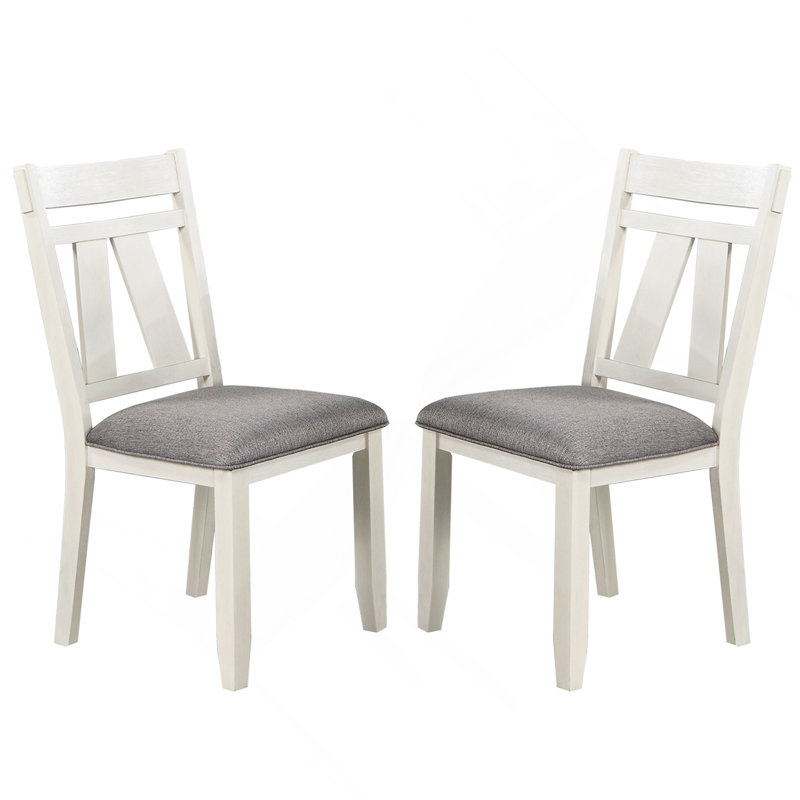 Ensemble de 2 chaises de salle à manger avec siège rembourré, gris et blanc