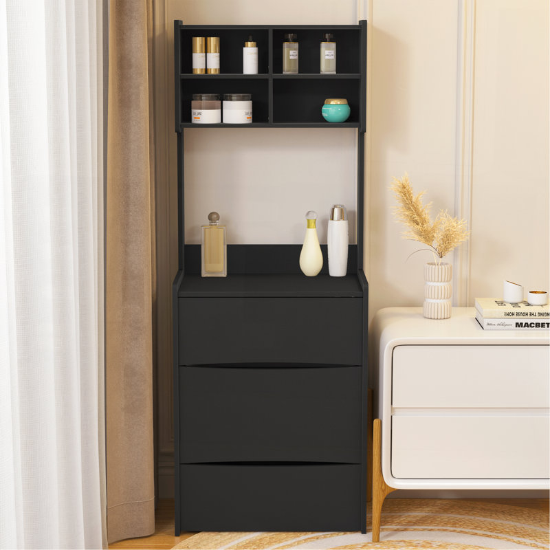 Stylish Dressing Table With LED, Ample Storage, And Removable Stool For Bedroom Or Dressing Room.