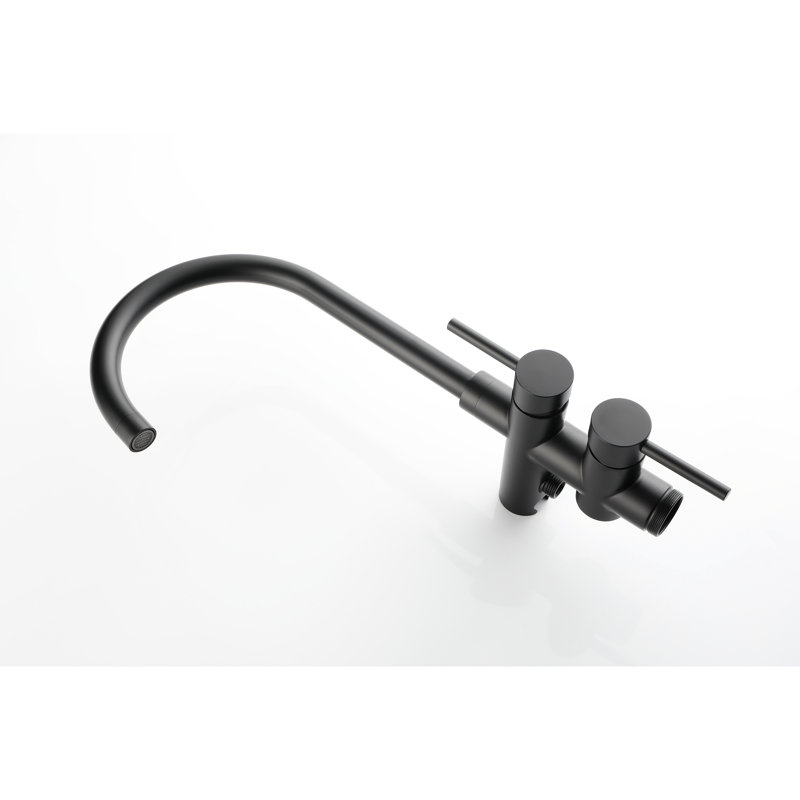 Matte Black Standing Tub Faucet With Handheld Shower And 360 Degree Rotating Mount, Stainless Steel, Floor Mount Installation Filler Head,