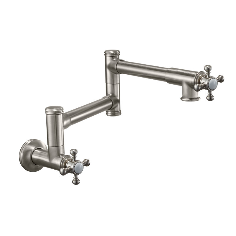 Davoli Kitchen Faucet, Polished Nickel, Cross Handle