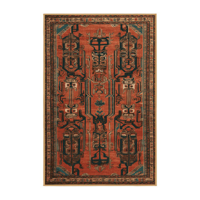 Machine Washable Art Deco Brown Area Rug