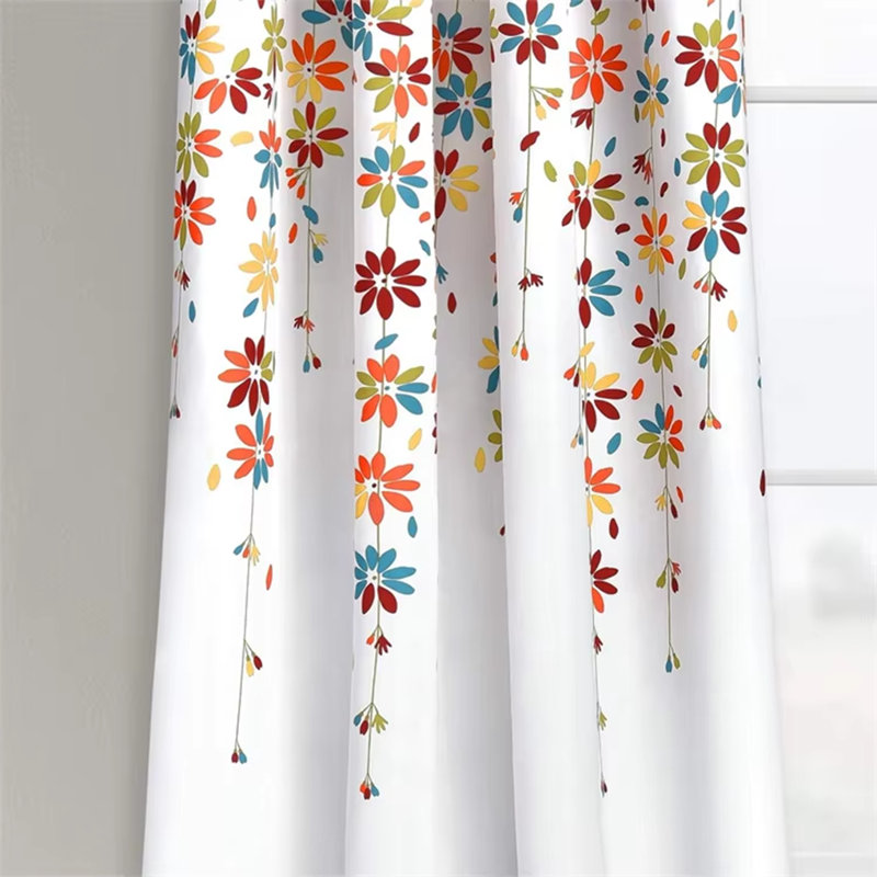 Colorful Flower Pattern Blackout Window Curtain
