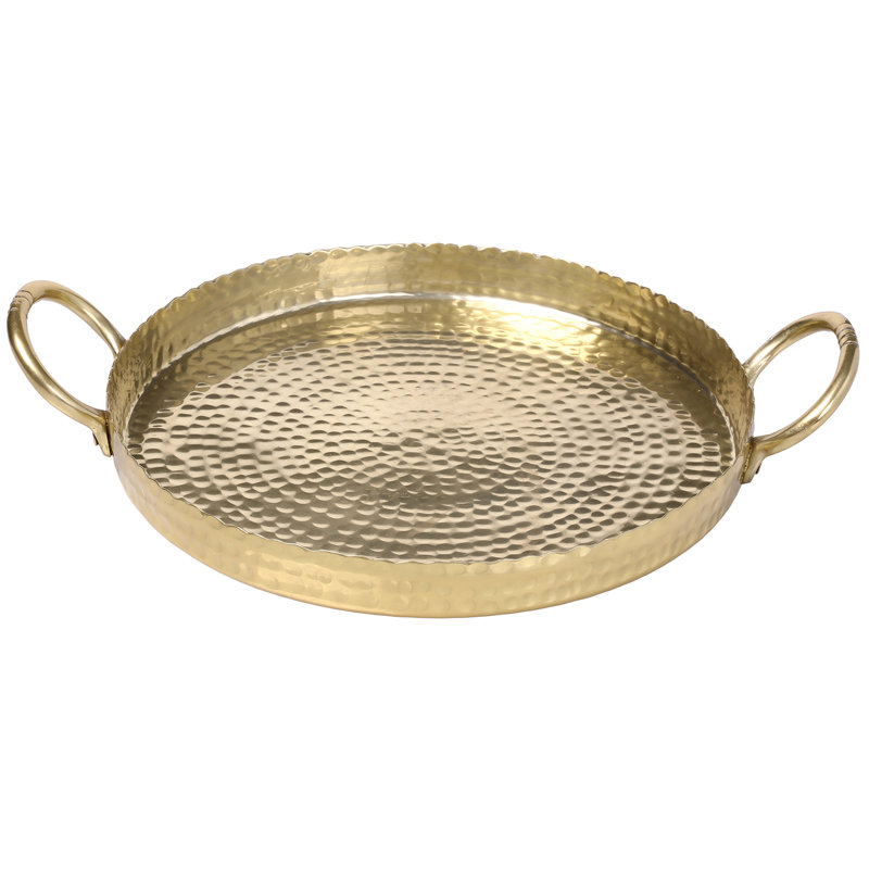 Duerr Decorative Metal Round Ottoman Tray