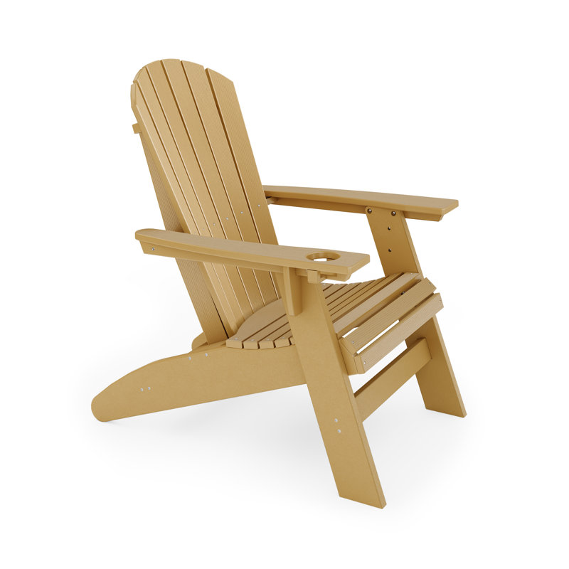 Kavia Outdoor Adirondack Chair With Table, Boardwalk Brown