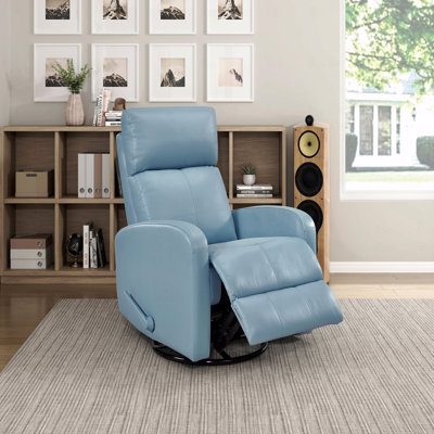 Fauteuil coulissant avec fauteuil inclinable et fonction pivotante avec revêtement en cuir bleu
