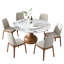 Table de salle à manger en marbre, table ronde en pierre frittée de 59 po pour la salle à manger, cuisine, coin-repas, espace compact avec plateau tournant (4 chaises)-297445756-295872289